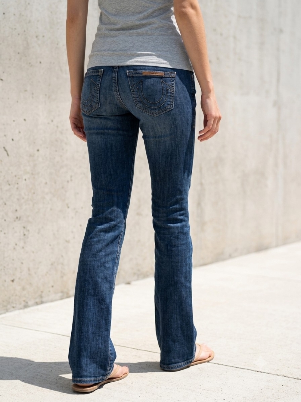 Y2K True Religion Trisha Bootcut Jeans Low Rise Horseshoe Pocket Indie Sleaze